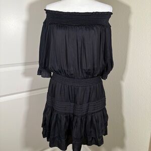 NWT DO+BE Black Off-Shoulder Mini Dress Elastic Waist Size Medium